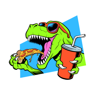 Dinosaur eating pizza T-Shirt