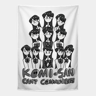 Komi Can't Communicate or Komi san wa komyushou desu anime characters in a grayscale cute doodle Tapestry