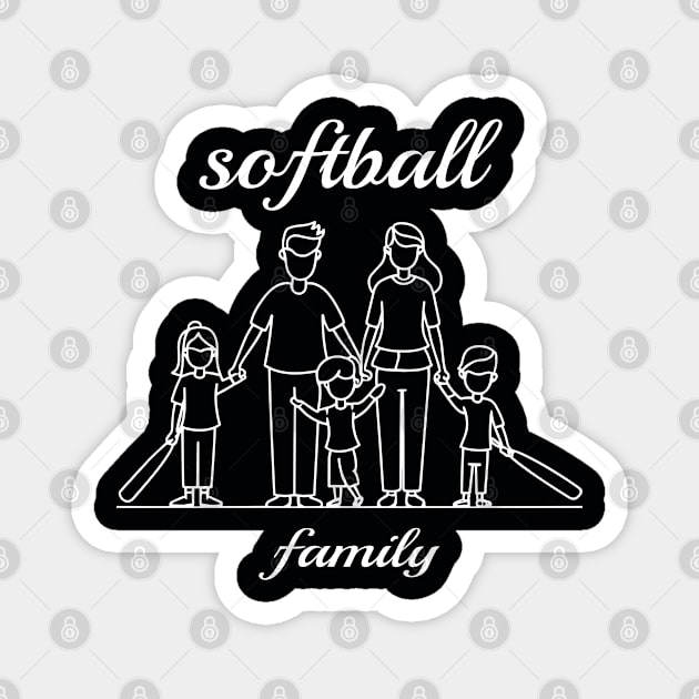 Softball Fan Family - White Magnet by PureJoyCraft