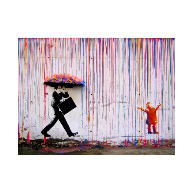 Banksy Colorful Rain by SharpWallArts