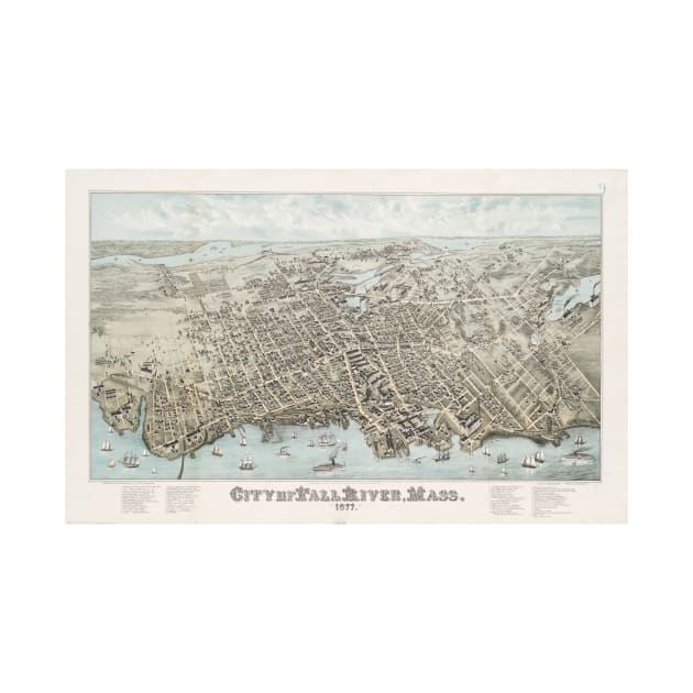 Vintage Map of Fall River Massachusetts (1877) by Bravuramedia