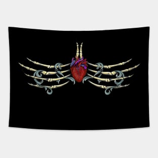 Heart In skeleton hands Tapestry