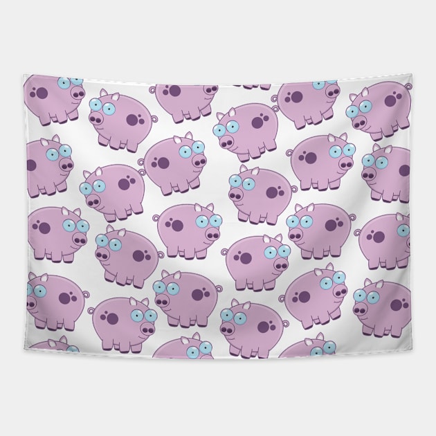 Pig cartoon pattern Tapestry by nickemporium1