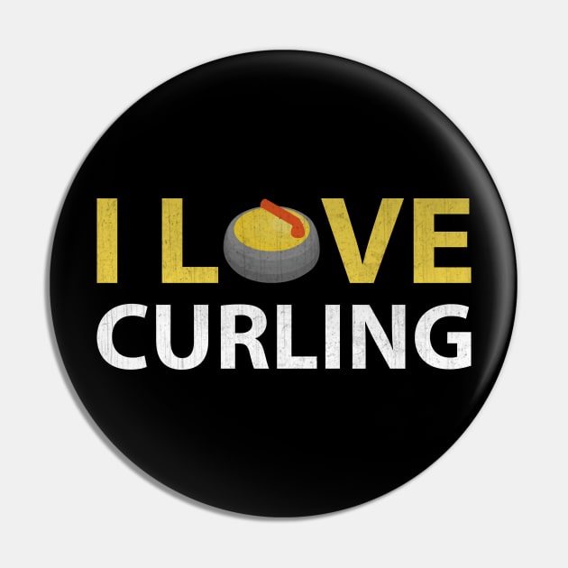 I Love Curling Gift Pin by TheLostLatticework