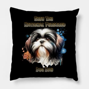 Proud Schnauzer on Purebred Dog Day Pillow