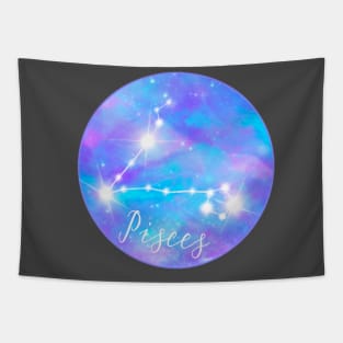 Pisces zodiac sign, stars and galaxy sky Tapestry