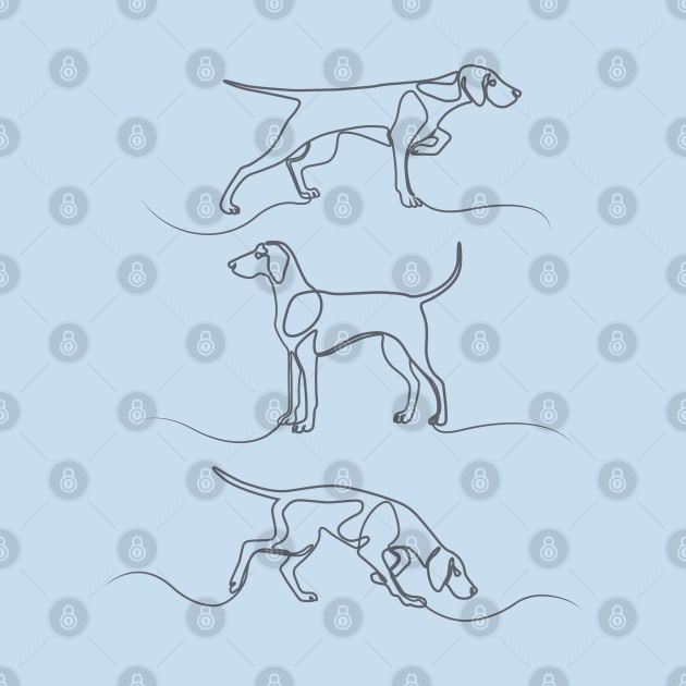 Continuous Line Weimaraners (Blue-Grey Background) by illucalliart