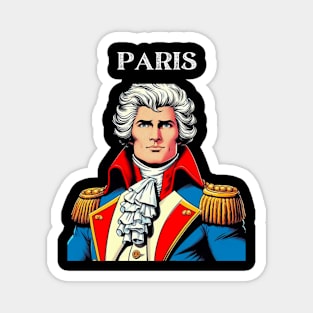 Paris France White Powdered Wig Man Comic Book Superhero Magnet