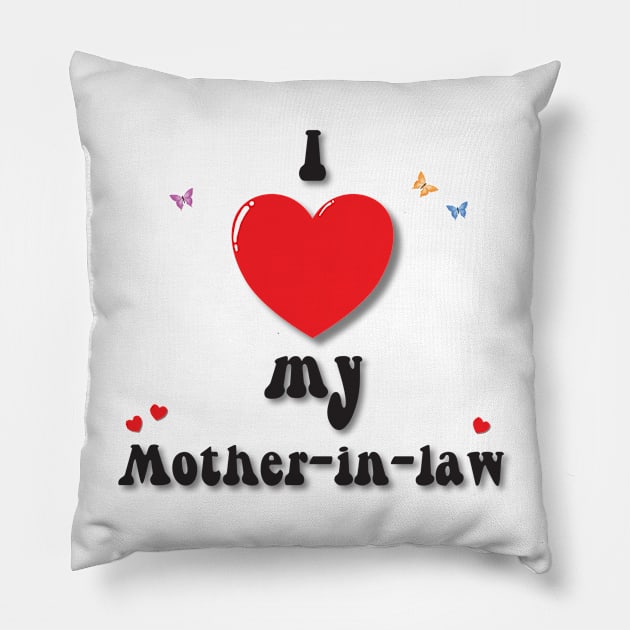 I love my mother in law heart doodle hand drawn design Pillow by The Creative Clownfish