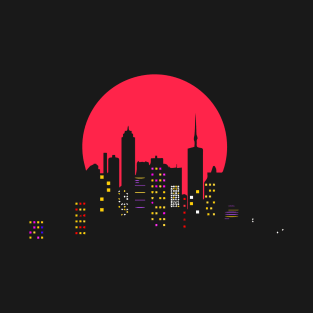 Red moon with city lights T-Shirt