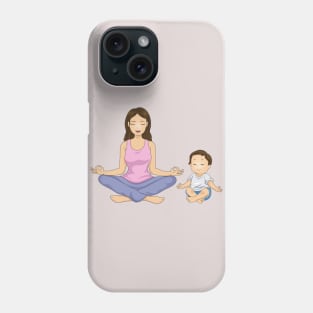 Mother and son doing meditation Phone Case