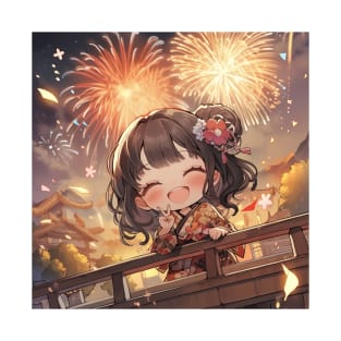 Chibi Girl and firework T-Shirt