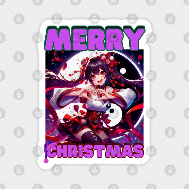 Kawaii, Anime Girl, Merry Christmas | Catsie Cat Magnet by Catsie Cat