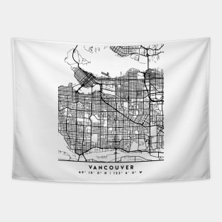 VANCOUVER CANADA BLACK CITY STREET MAP ART Tapestry