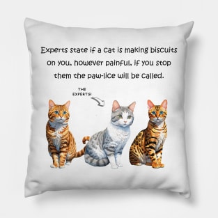 Experts state if a cat is making biscuits on you - funny watercolour cat design Pillow