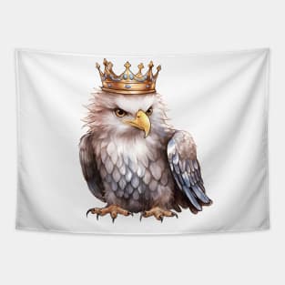 Watercolor Bald Eagle Wearing a Crown Tapestry