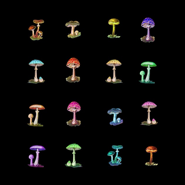 Colorful Magic Mushrooms by notsniwart