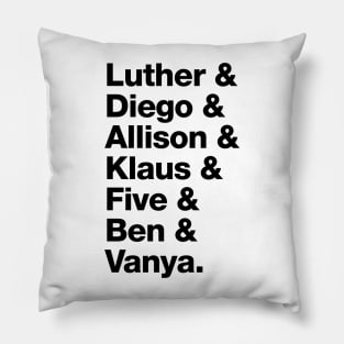 The Umbrella Academy Character Names - Black Pillow