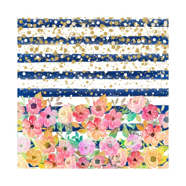 Watercolor floral stripes and confetti design by InovArtS