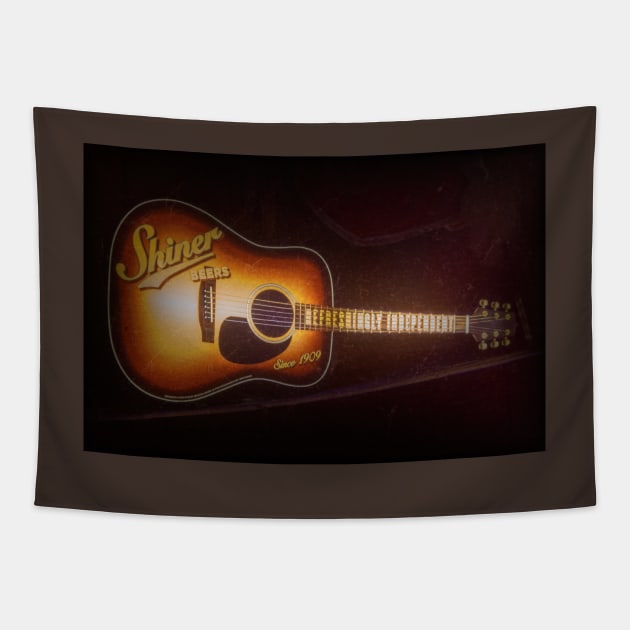 Shiner Beer Guitar Tapestry by Debra Martz