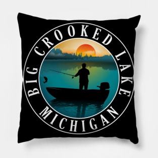 Big Crooked Lake Fishing Michigan Sunset Pillow