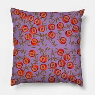 Autumn seamless pattern with peaches and leaves Pillow