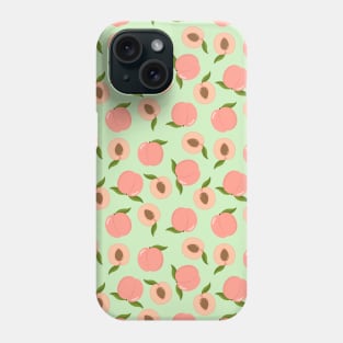 Peach Fruit Pattern on Green Phone Case