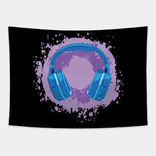 Headphones Art, Blue & Purple Tapestry