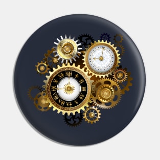 Two Steampunk Clocks with Gears Pin