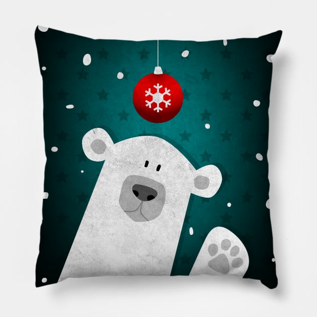 A Polar Bear Christmas Pillow by Bumblebeast