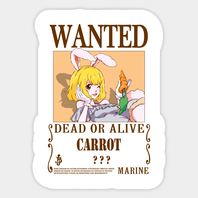 Carrot One Piece Wanted Carrot One Piece Sticker Teepublic