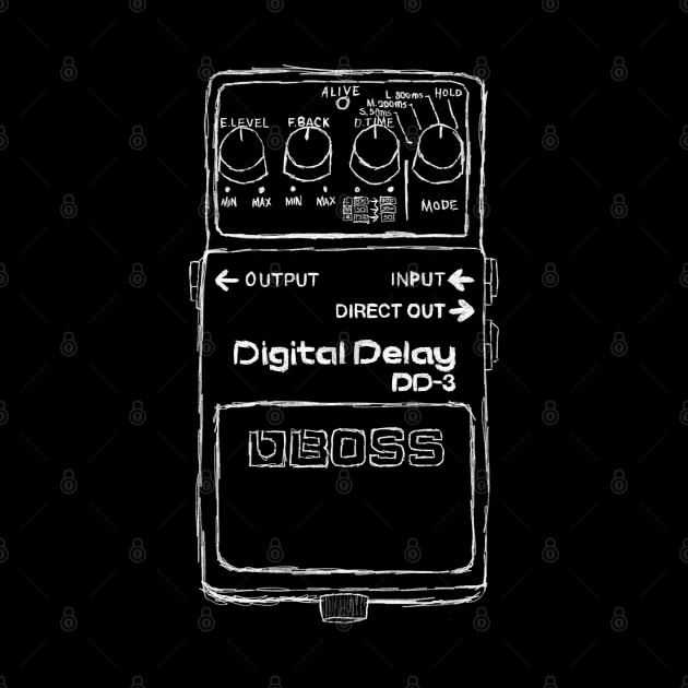 Boss delay pedal drawing by TheGlitchSwitch