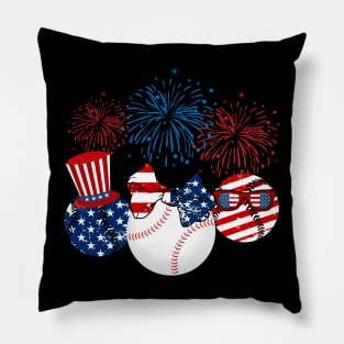 Baseball American Flag Fireworks Pillow