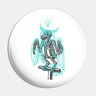 Skeleton of an Owl, with ghostly overlay Pin