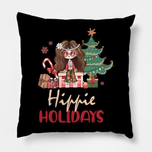 Hippie Holidays Christmas Pillow