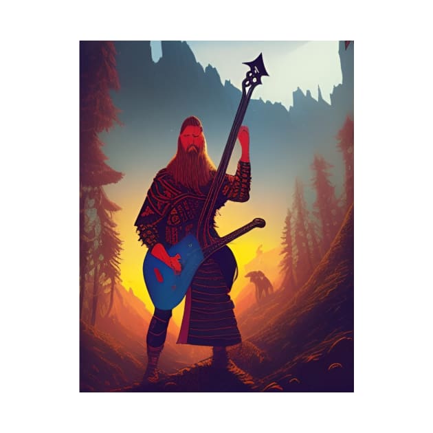 Viking with Guitar 2 by GrafDot