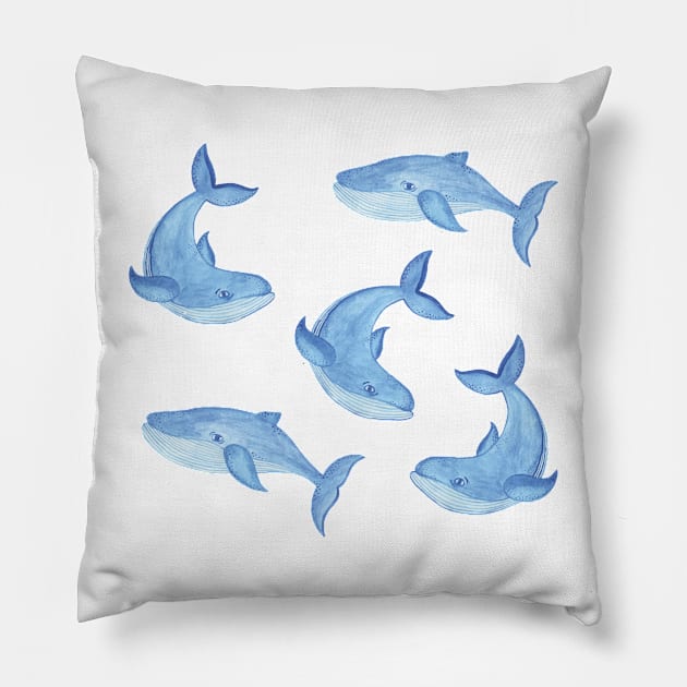 Blue Whales Pillow by edwardecho