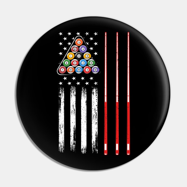 American Flag Billiard Pool Player Pin by Happy Shirt