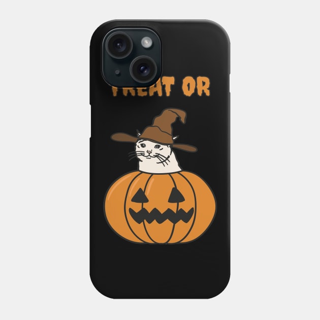 Halloween Crying Cat in Jack O Lantern Phone Case by strangelyhandsome