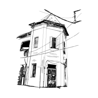 The old building vintage with line style T-Shirt