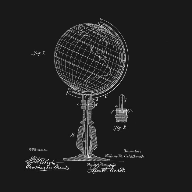 Geographical Globe Vintage Patent Hand Drawing by TheYoungDesigns