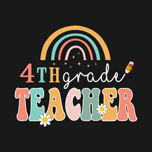 4th Grade Teacher Rainbow Leapord Back to School T-Shirt