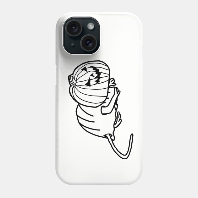 Cute Rat Wearing Halloween Horror Costume Minimal Line Art Phone Case by ellenhenryart