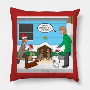 Christmas Nativity Decorating Gone Too Far! Pillow