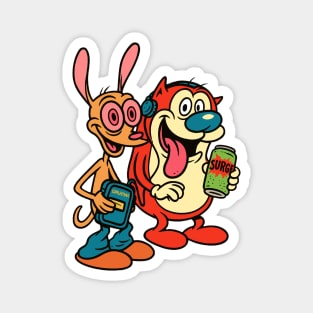 Retro Duo: Ren, Stimpy & 90s Sips Magnet