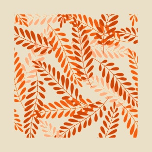 Orange Palm Leaves Pattern T-Shirt