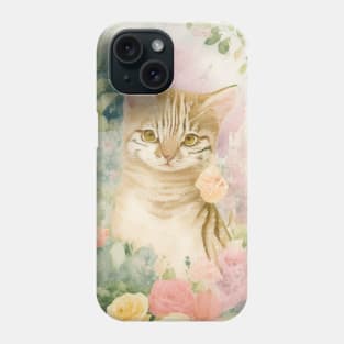 Tabby Cat in the Flower Garden Phone Case
