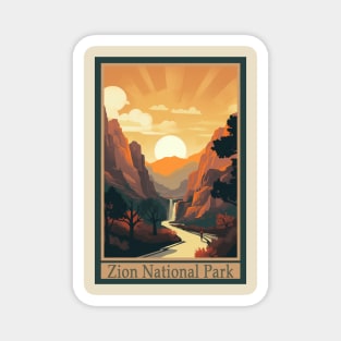 Zion National Park Vintage Travel Poster Magnet