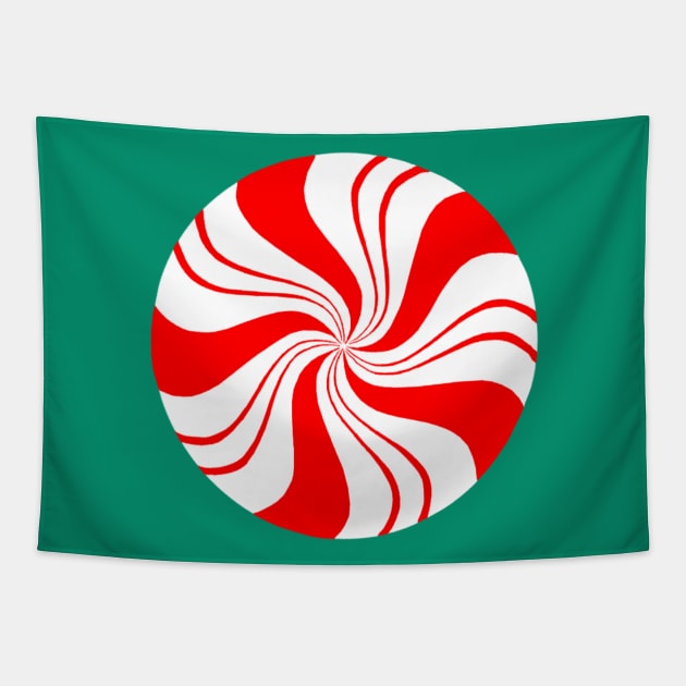 Round Peppermint Christmas Candy Tapestry by Art by Deborah Camp