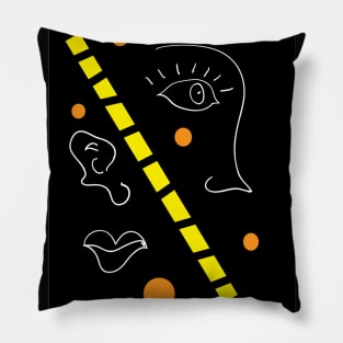 Face with yellow line Pillow